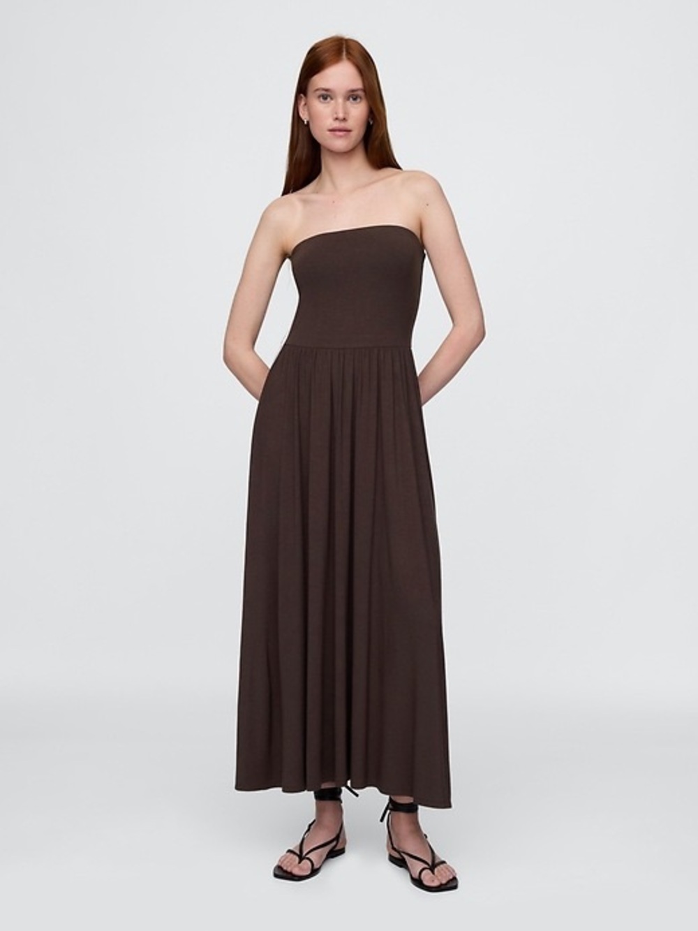 Gap Strapless Maxi Dress – Terra Brown – M Petite